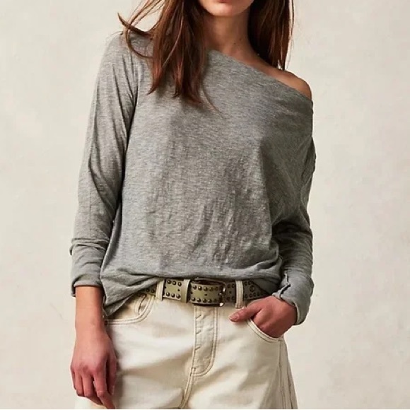 Free People Tops - FREE PEOPLE Women’s Kimmi Long Sleeve Top Heather Gray color-SIZE X-Small